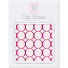 Flannel Fitted Crib Sheet - Jewel Tone Mod Circles, Very Berry