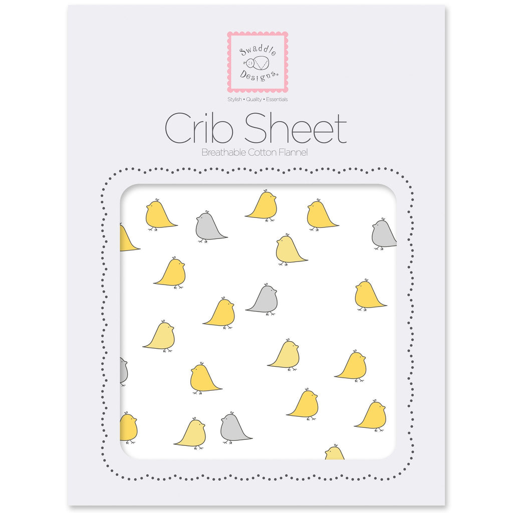 Flannel Fitted Crib Sheet - Little Chickies