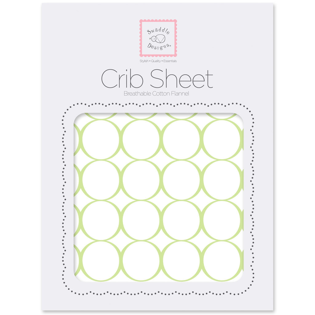 Fitted Flannel Crib Sheet - Mod Circles on White