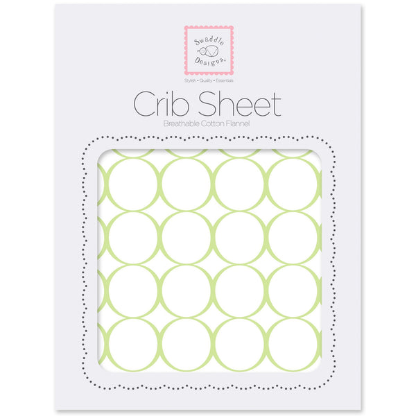 Fitted Flannel Crib Sheet - Mod Circles on White
