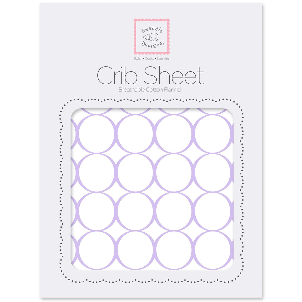 Fitted Flannel Crib Sheet - Mod Circles on White