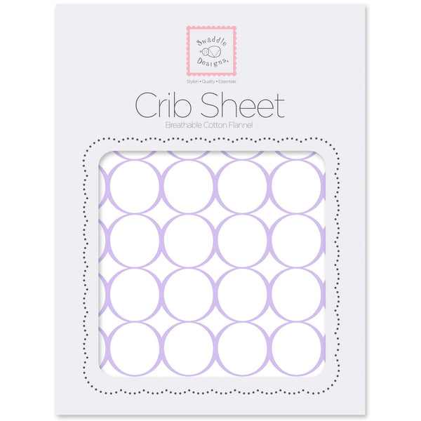 Fitted Flannel Crib Sheet - Mod Circles on White