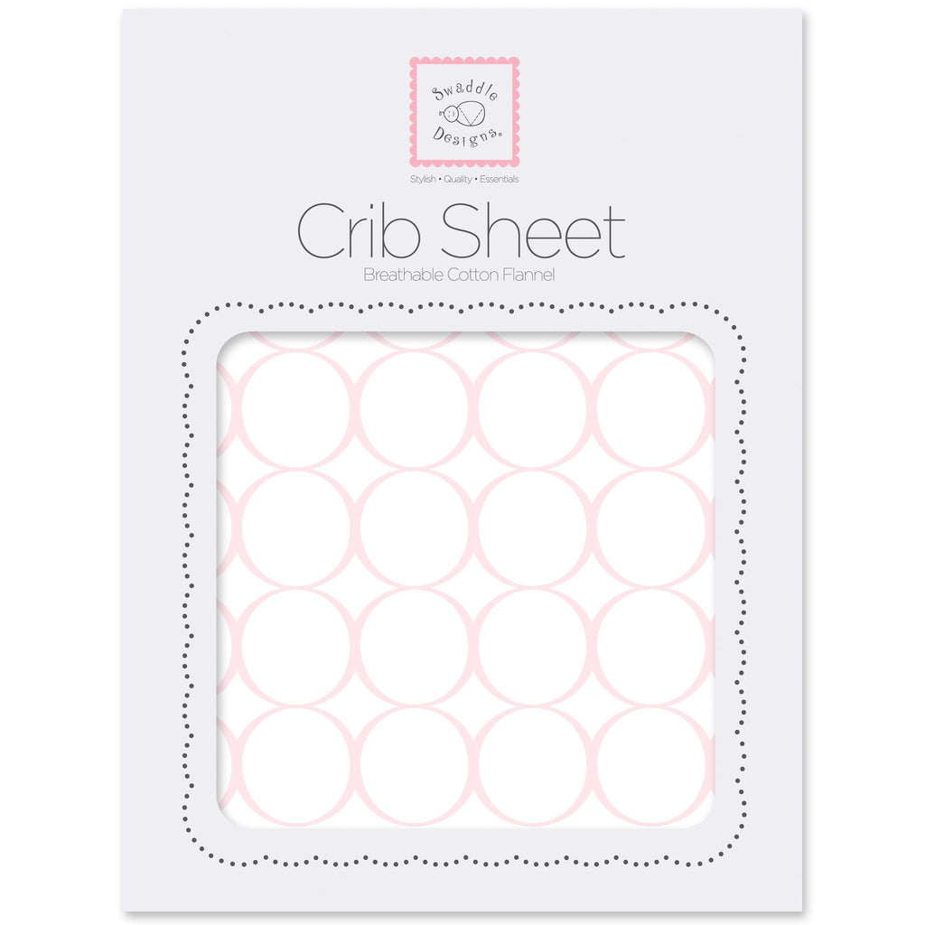 Fitted Flannel Crib Sheet - Mod Circles on White