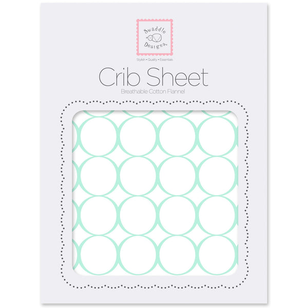 Fitted Flannel Crib Sheet - Mod Circles on White