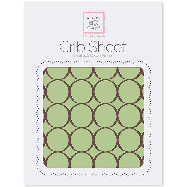 Fitted Flannel Crib Sheet - Brown Mod Circles