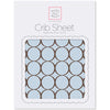 Flannel Fitted Crib Sheet - Brown Mod Circles, Pastel Blue