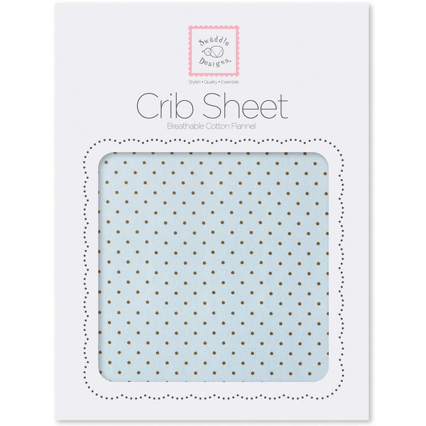 Fitted Flannel Crib Sheet - Brown Polka Dots