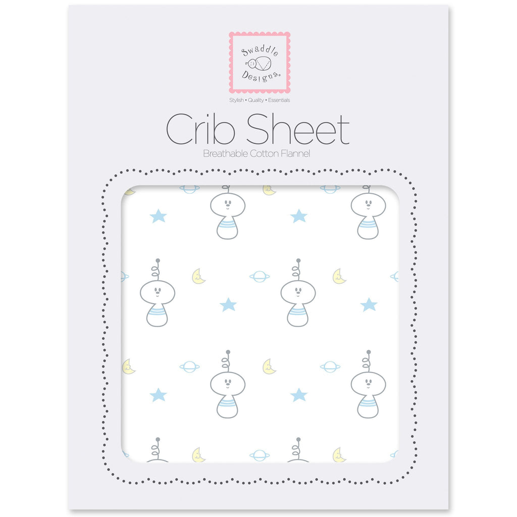 Flannel Fitted Crib Sheet - Spaceman