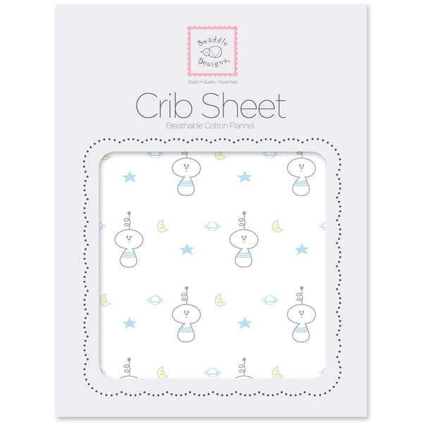 Flannel Fitted Crib Sheet - Spaceman