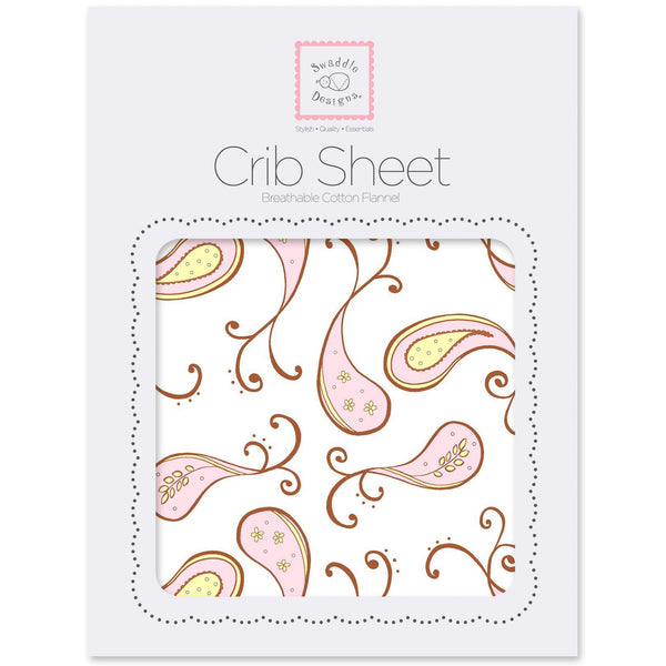 Flannel Fitted Crib Sheet - Triplets Paisley