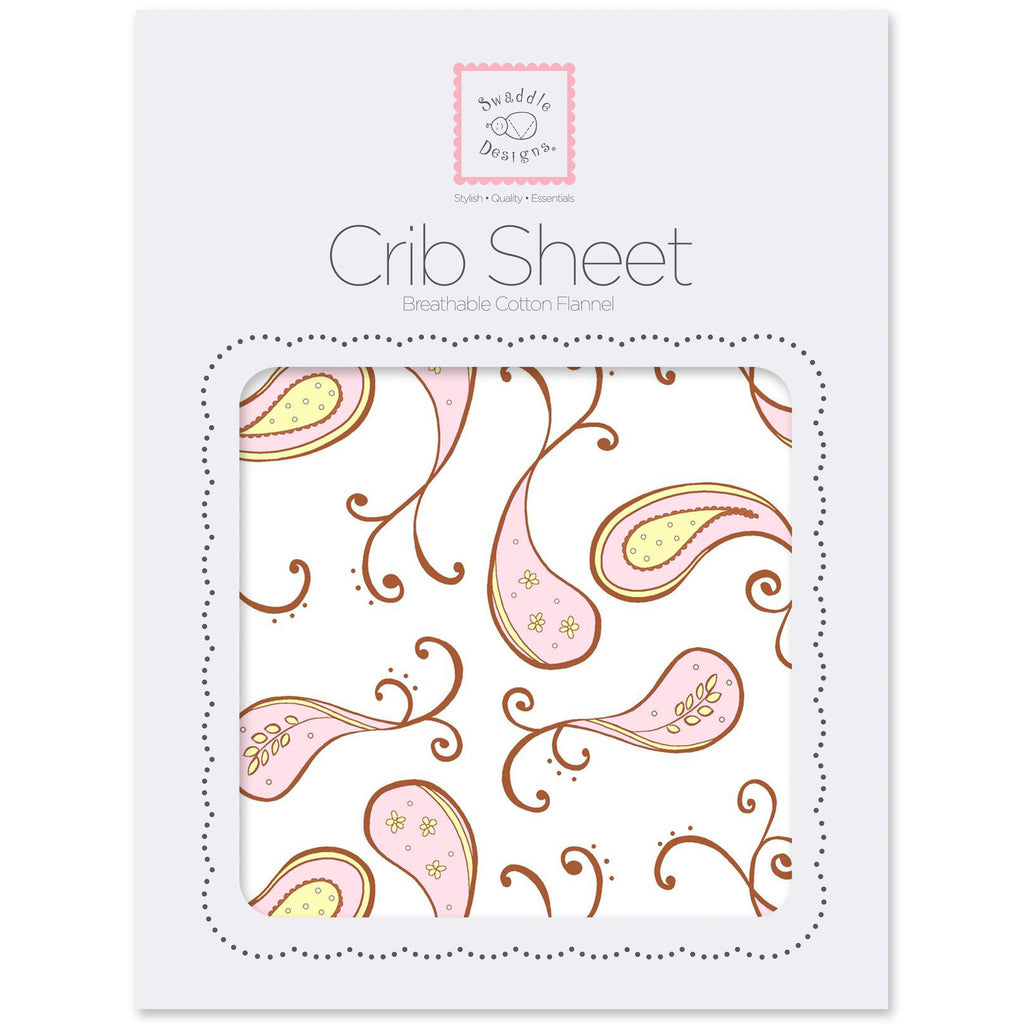 Flannel Fitted Crib Sheet - Triplets Paisley 