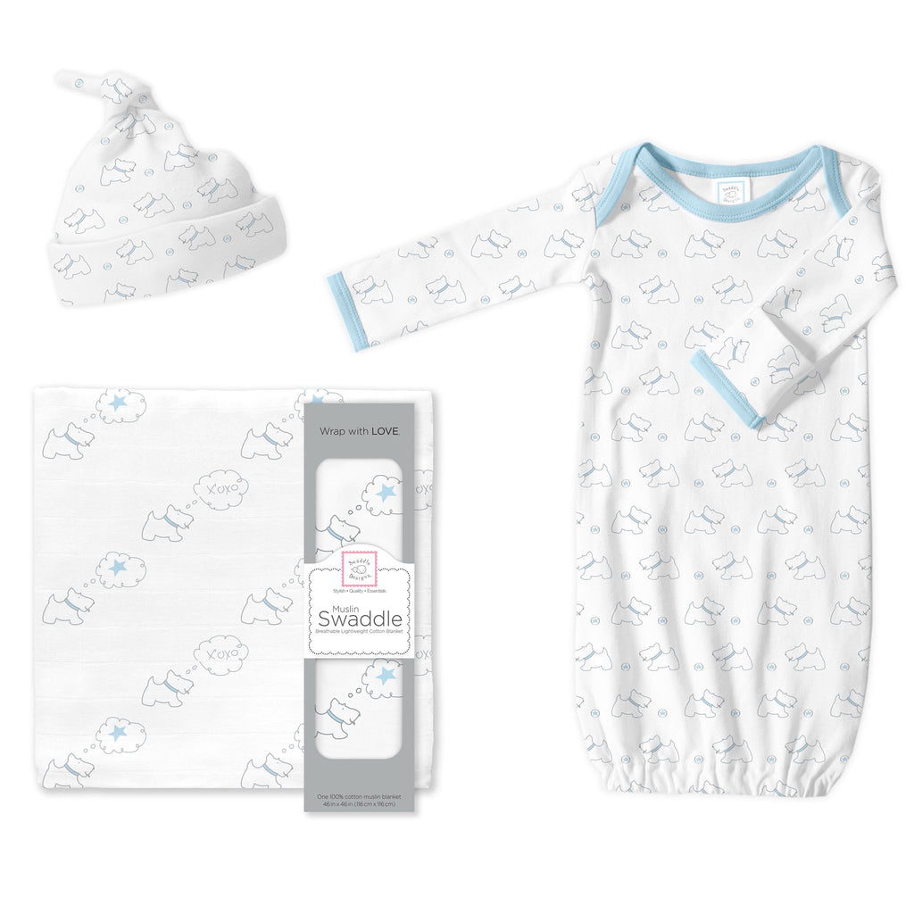 Muslin Swaddle, Gown and Hat - Gift Set
