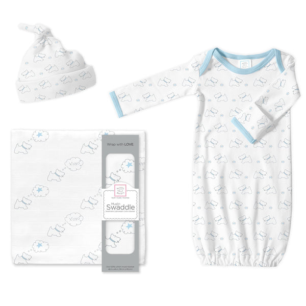 Muslin Swaddle, Gown and Hat - Gift Set