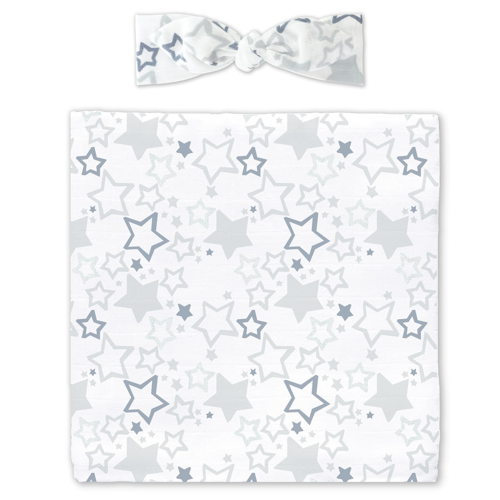 Muslin Swaddle Blanket + Muslin Headband Gift Set