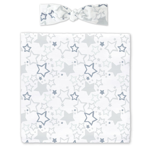 Muslin Swaddle Blanket + Muslin Headband Gift Set
