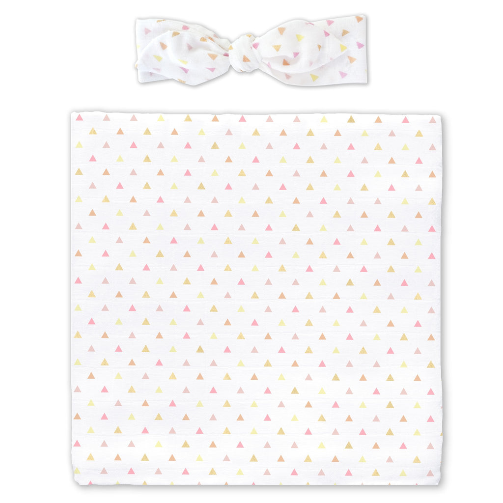Muslin Swaddle Blanket + Muslin Headband Gift Set
