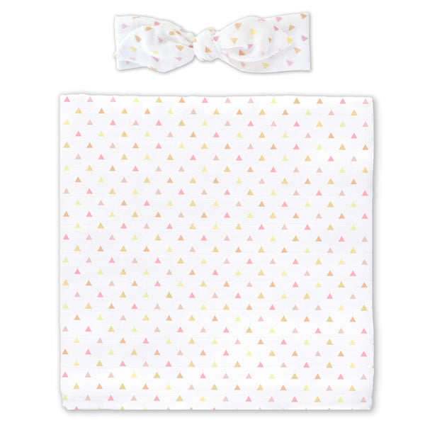 Muslin Swaddle Blanket + Muslin Headband Gift Set