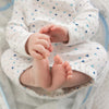 Muslin zzZipMe Sack Set - Little Ships + Tiny Triangles Shimmer, Pastel Blue