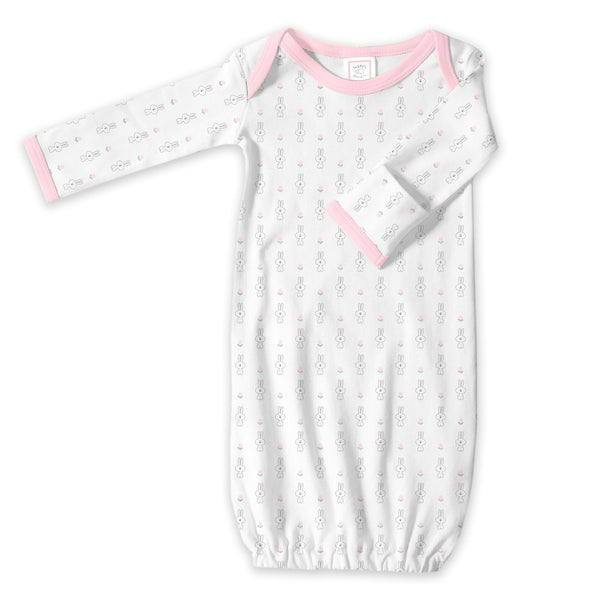 Cotton Knit Gown - Tiny Bunnie Pastel Pink