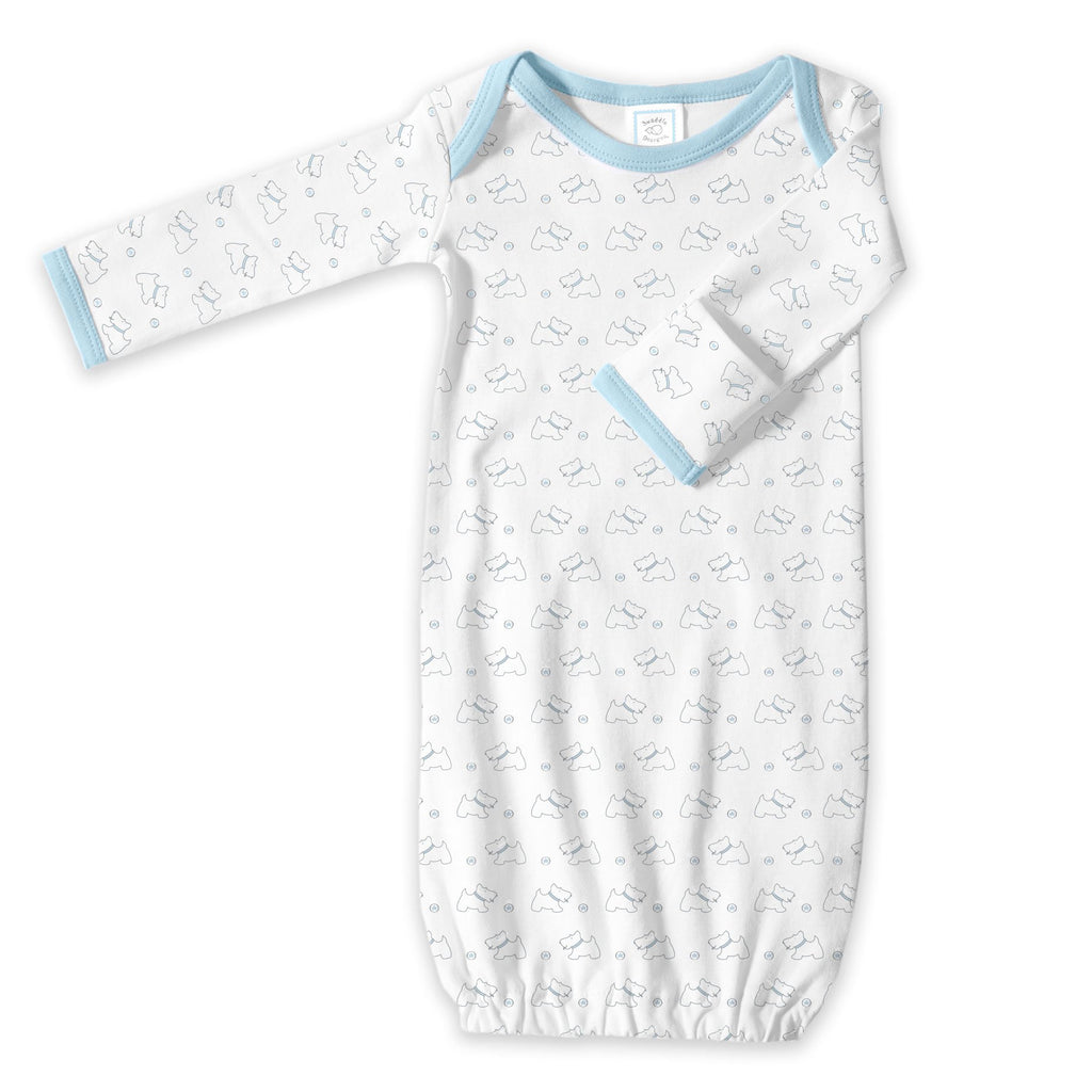 Cotton Knit Gown - Tiny Doggie Pastel Blue
