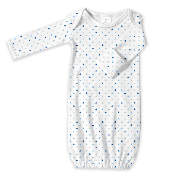 Cotton Knit Gown - Tiny Triangles Shimmer, Blue
