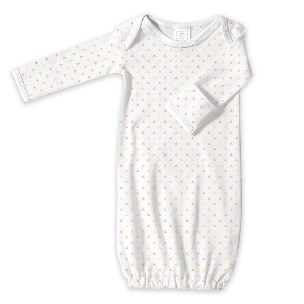 Cotton Knit Gown - Tiny Triangles Shimmer, Pink