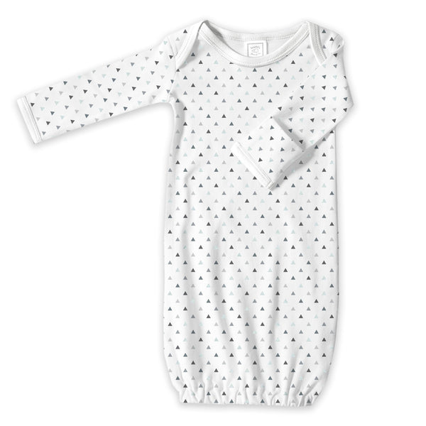 Cotton Knit Gown - Tiny Triangles Shimmer, Sterling