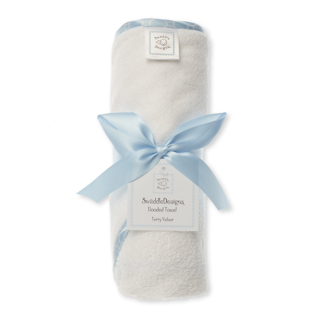 Terry Velour Hooded Towel - Mini Mod Circle Trim