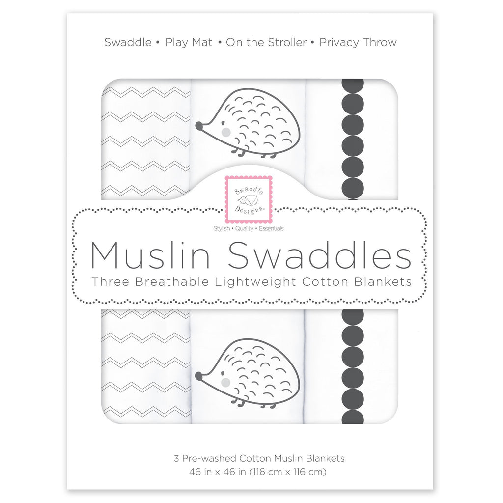 Muslin Swaddle Blankets - Hedgehog & Bumpkin (Set of 3)