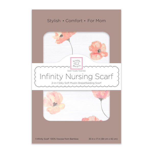 Infinity Scarf Viscose from Bamboo - Watercolor Pink Poppies