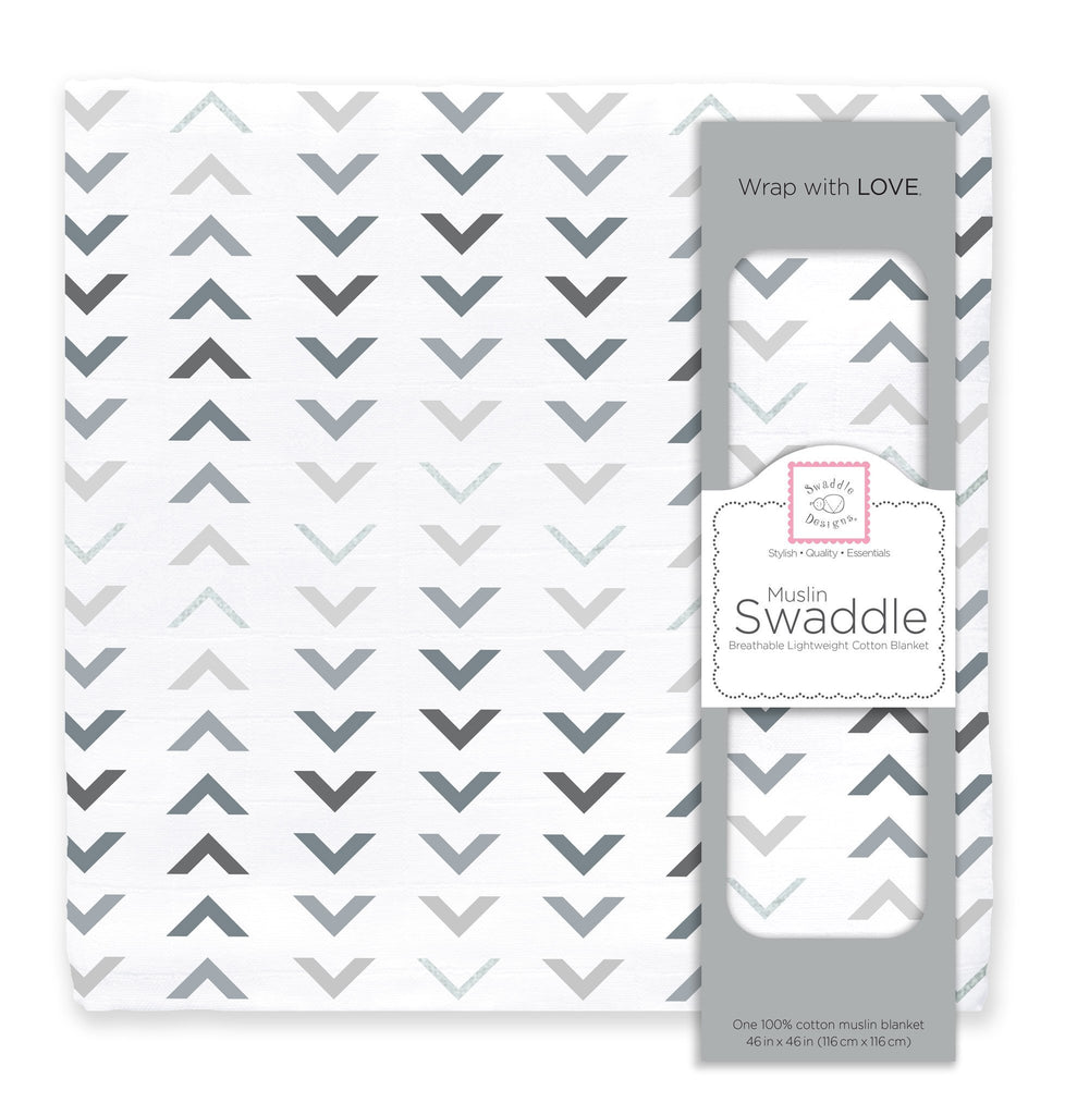 Muslin Swaddle Single - Sterling Arrows with Shimmer