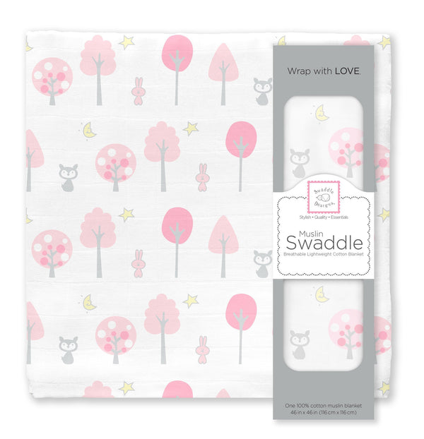 Muslin Swaddle Single - Pink Thicket Single