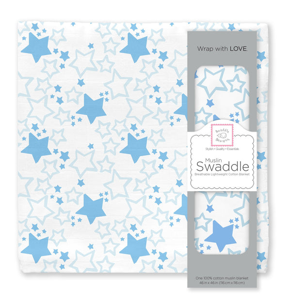 Muslin Swaddle Single - Blue Starshine Single