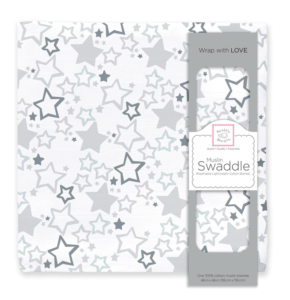 Muslin Swaddle Single - Sterling Starshine Shimmer