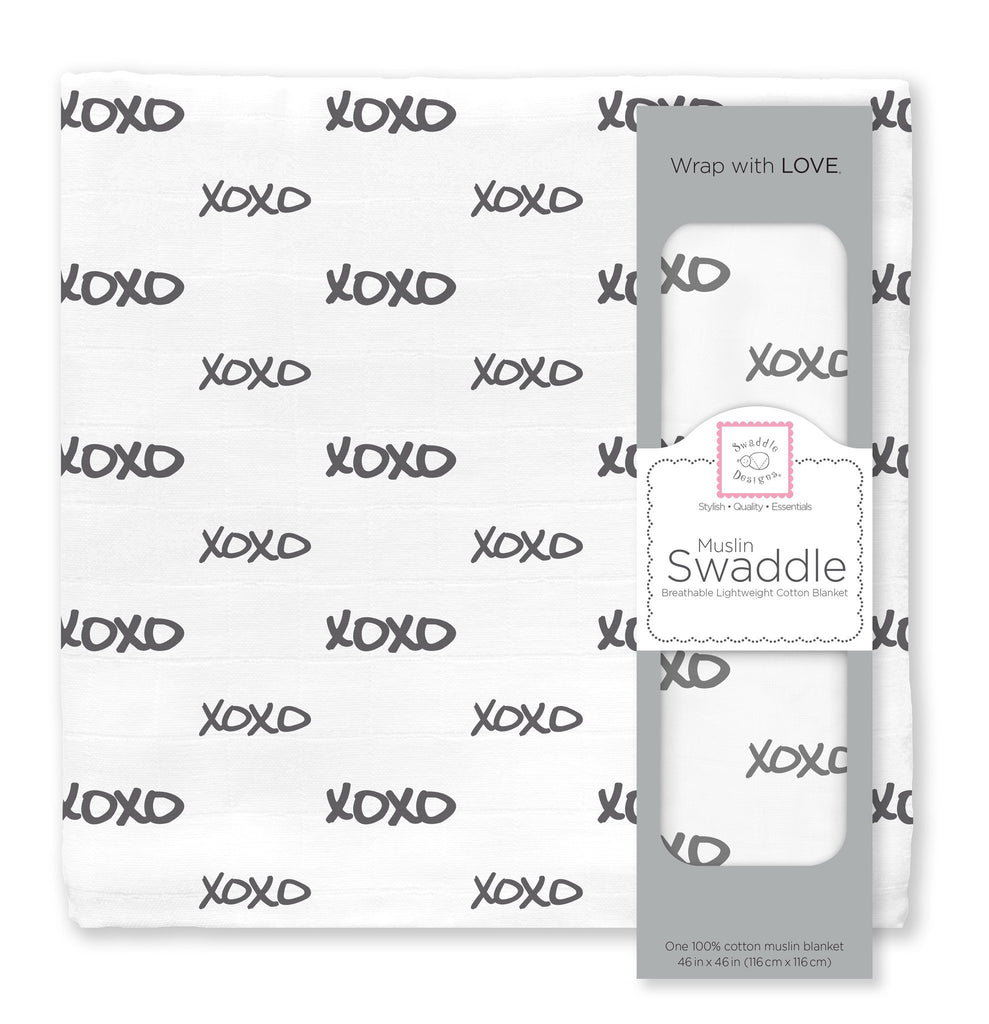 Muslin Swaddle Single - Black XOXO
