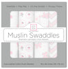 Muslin Swaddle Blankets - Pink Butterfly (Set of 4)
