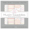 Muslin Swaddle Blankets - Heavenly Floral Shimmer (Set of 4)