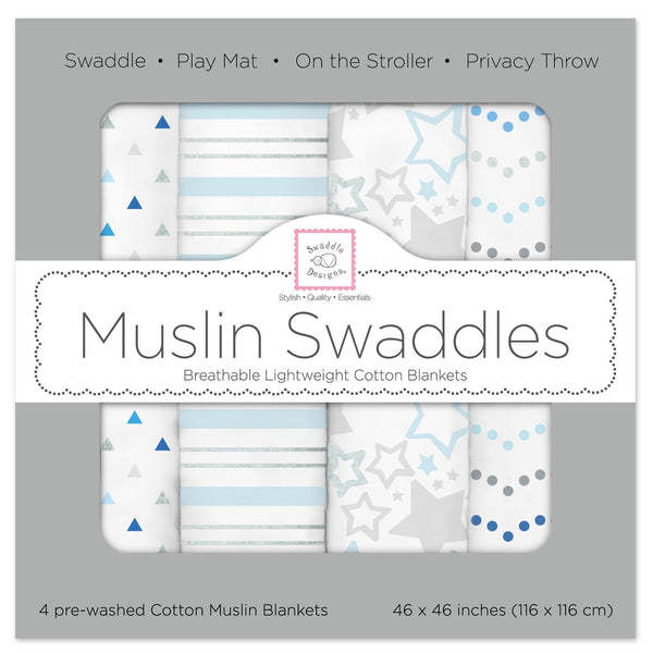 Muslin Swaddle Blankets - Starshine Shimmer (Set of 4)