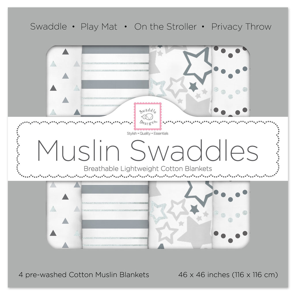 Muslin Swaddle Blankets - Starshine Shimmer (Set of 4)