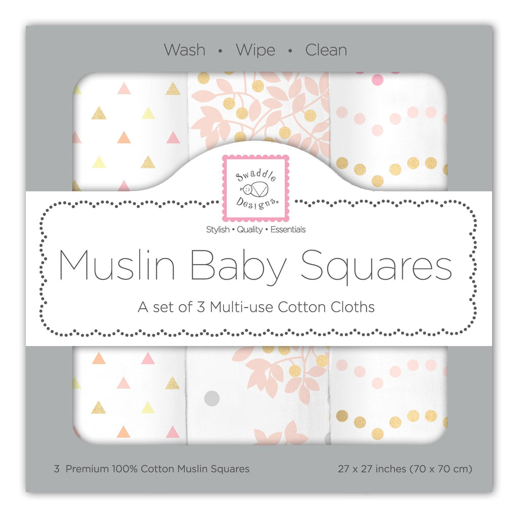 Muslin Squares - Heavenly Floral Shimmer (Set of 3)