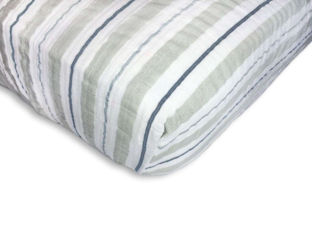 Muslin Fitted Crib Sheet - Stripes Shimmer