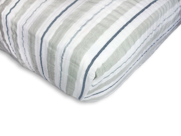 Muslin Fitted Crib Sheet - Stripes Shimmer