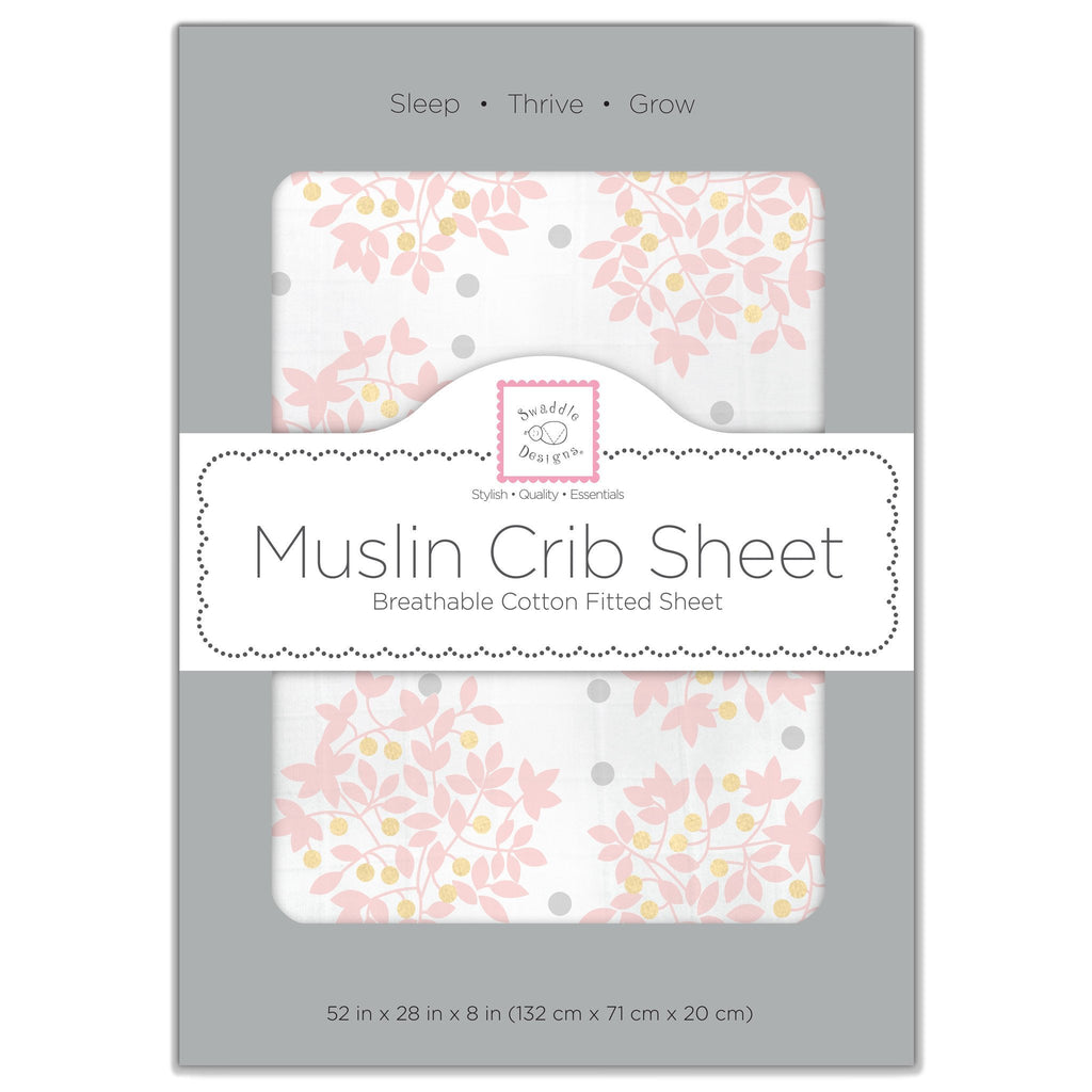 Muslin Fitted Crib Sheet - Heavenly Floral Shimmer