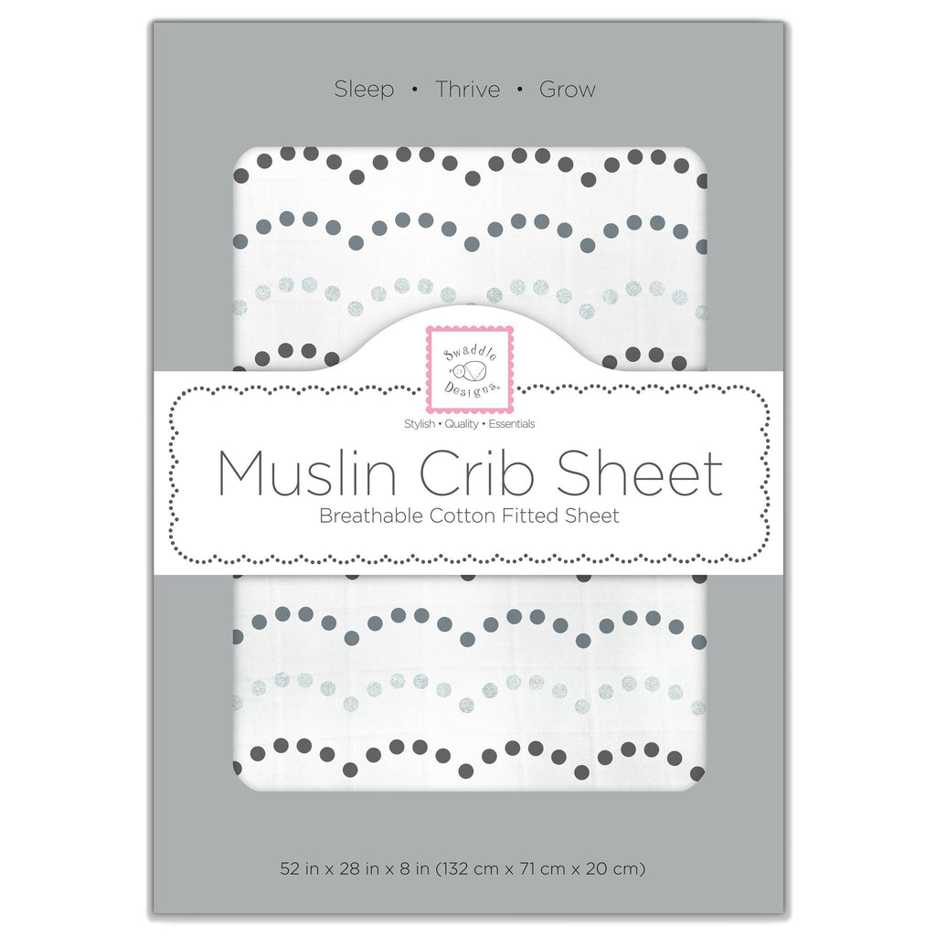 Muslin Fitted Crib Sheet - Tiny Dot Scallop Shimmer