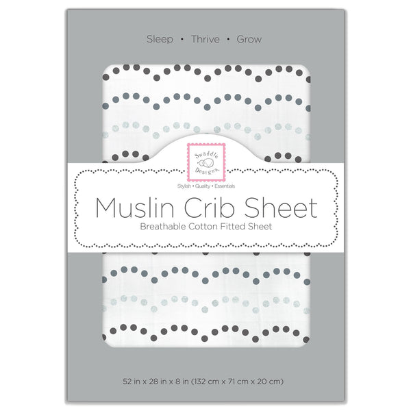 Muslin Fitted Crib Sheet - Tiny Dot Scallop Shimmer