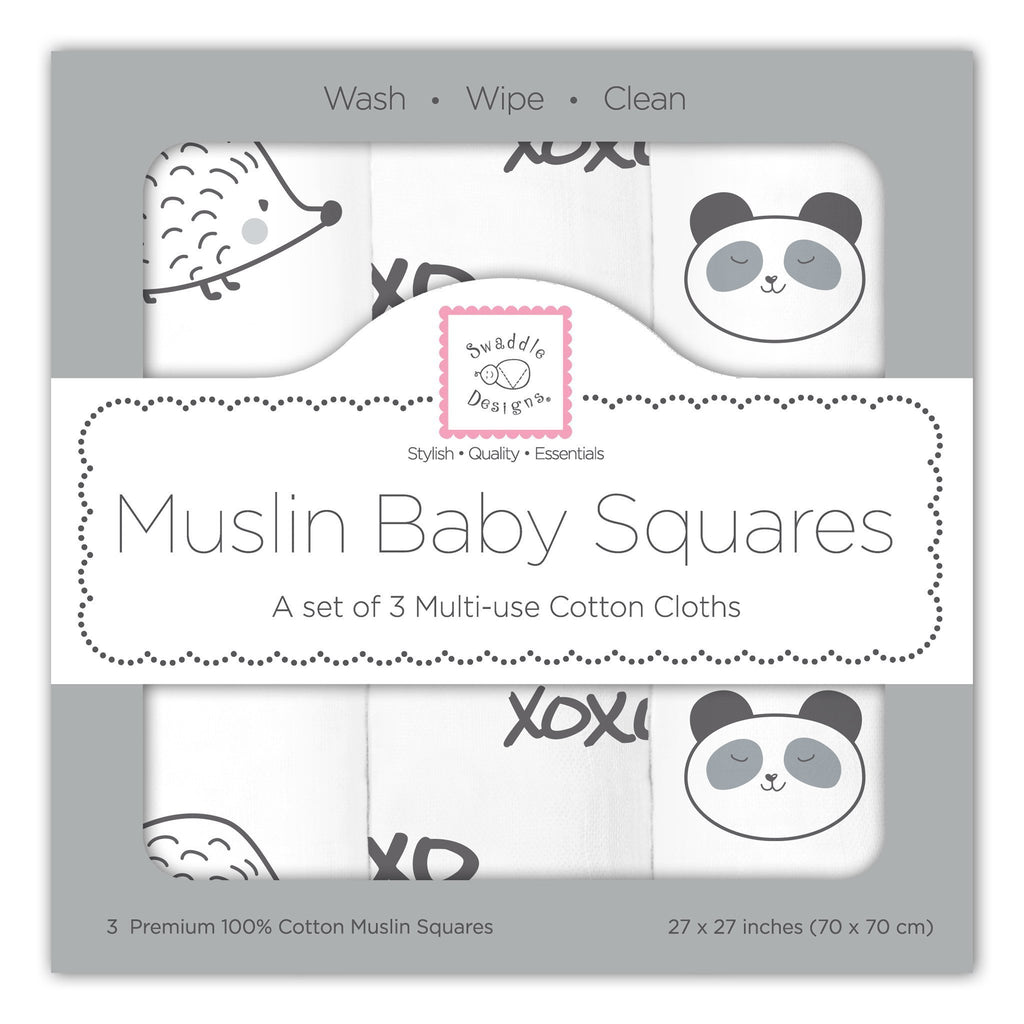 Muslin Squares - Black Hedgehog
