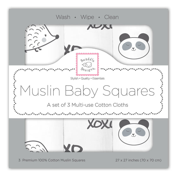 Muslin Squares - Black Hedgehog