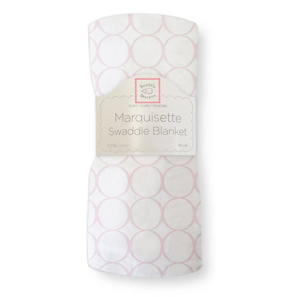Marquisette Swaddle Blanket - Mod Circles on White