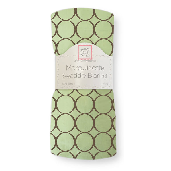 Marquisette Swaddle Blanket - Brown Mod Circles