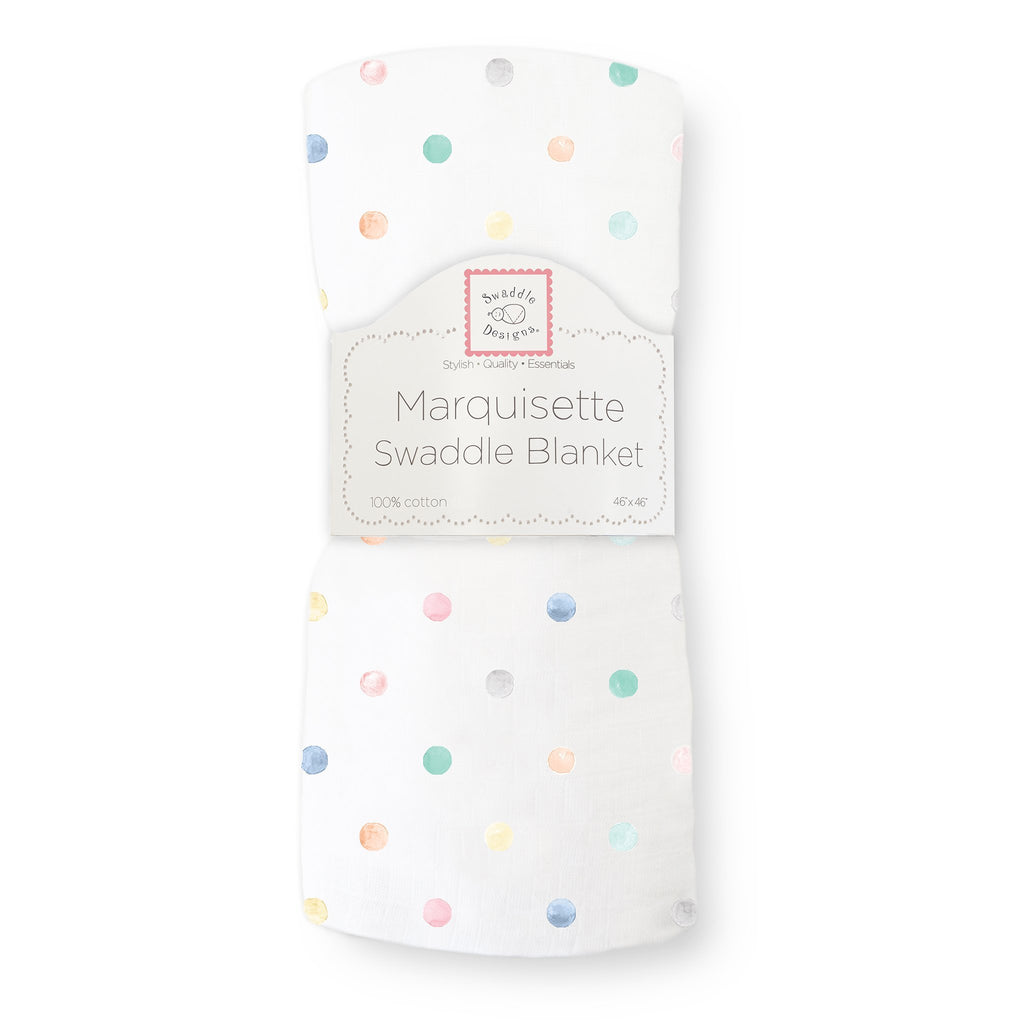 Marquisette Swaddle Blanket - Watercolor Mini Multi Dots